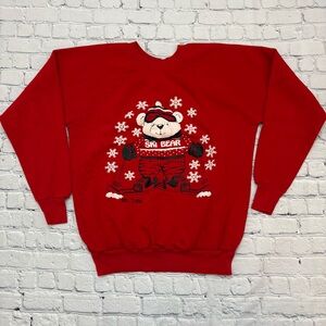 Vintage 90s Velva Sheen Mt. Tone Ski Bear Sweatshirt Adult Size XL Winter Xmas